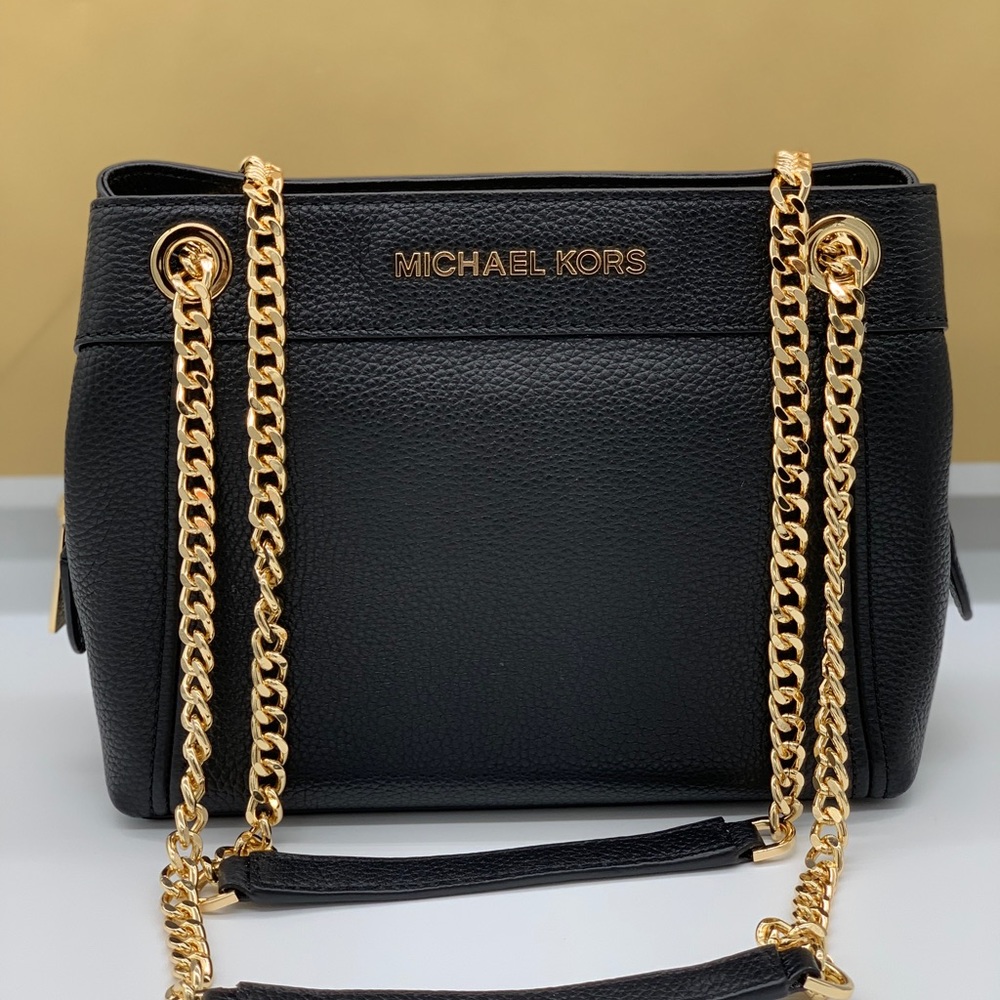 MICHAEL KORS JET SET ITEM MD CHAIN MESSENGER BLACK - Picture 10 of 16